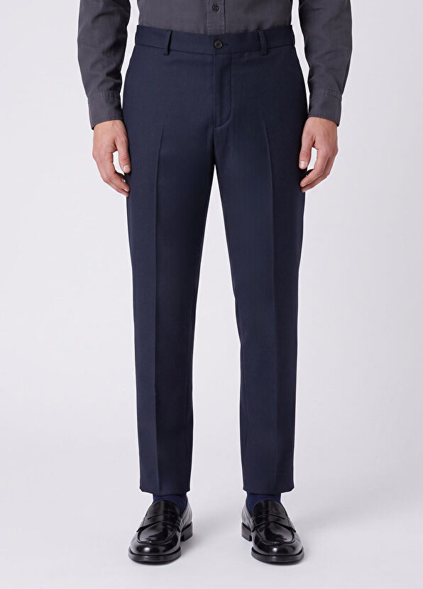 Beymen Club Straight Fit Navy Blue Fine Wool Wool Trousers - 2