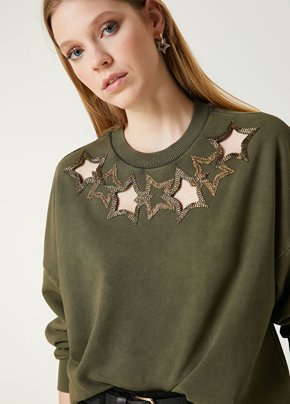 Beymen Club Khaki Star Embroidered Sweatshirt - 2