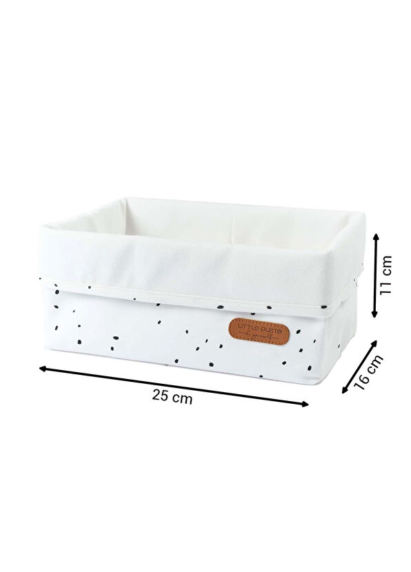 Little Gusto Cosmos White Organic Cotton Organizer Basket - 3