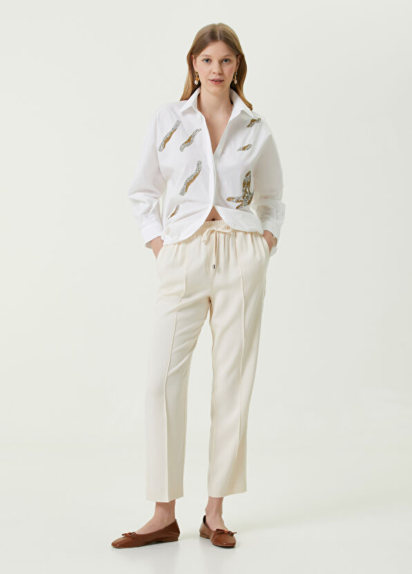 Beymen Club Beyaz Kuş İşlemeli Poplin Gömlek - 2