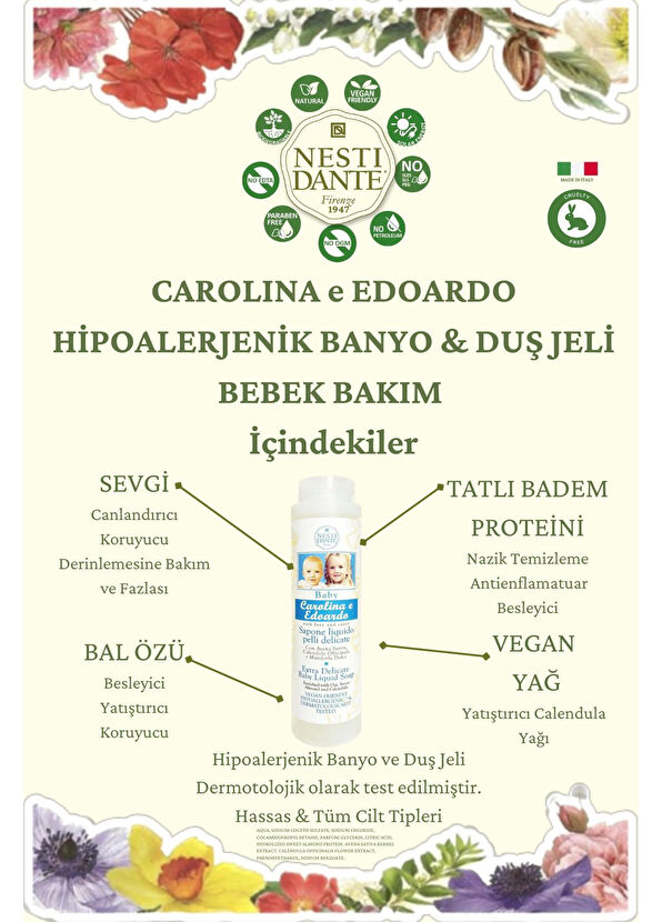 Nesti Dante Hipoalerjenik Vegan Bebek Bakım Bebek Banyo ve Duş Jeli 300 ml - 4