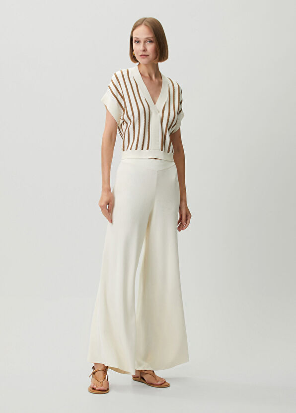 Join Us Ecru Brown Striped Knitwear - 2