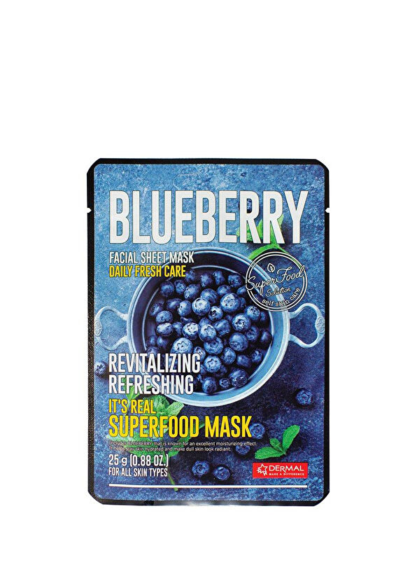 Dermal Blueberry Facial Sheet Mask Superfood Yenileyici ve Canlandırıcı Yaban Mersini Yüz Maskesi 5'li Set 25 gr - 2