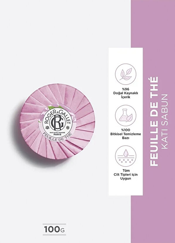 Roger&Gallet Feuille De Thé Bitkisel Seylan Çayı Kalıcı Doğal Koku Katı Sabun 100 gr - 2