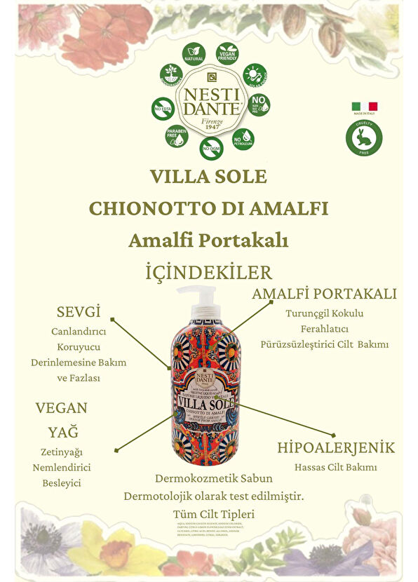 Nesti Dante Villa Sole Chinotto D'Amalfi Vegan Care Liquid Soap 500 ml - 2