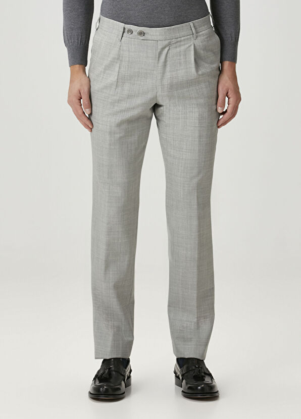 Rota Açık Gri Pile Detaylı Yün Pantolon - 2