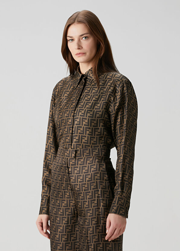Kahverengi İpek Gömlek - Görsel 2