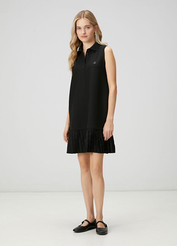 Beymen Club Siyah Pileli Mini Polo Elbise - 1