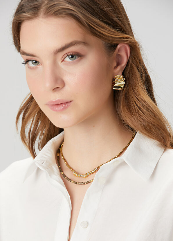 Beymen Club Gold Amorphous Women's Hoop Earrings - 4