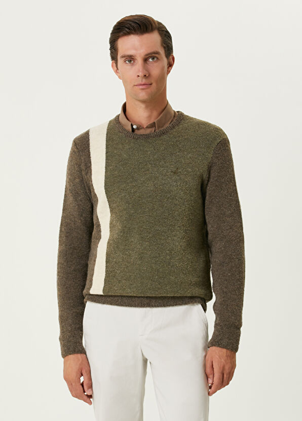 Beymen Club Khaki Colorblocked Striped Sweater - 1