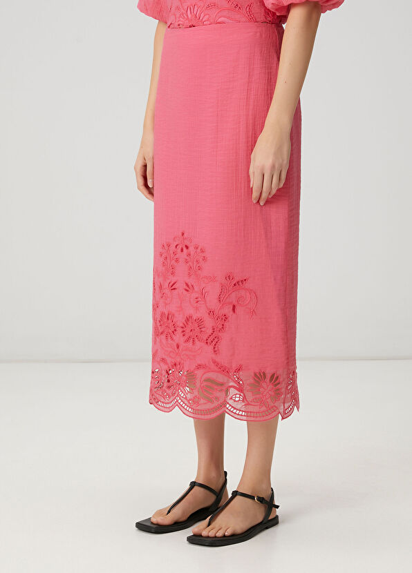Beymen Club Pink Embroidered Midi Skirt - 2