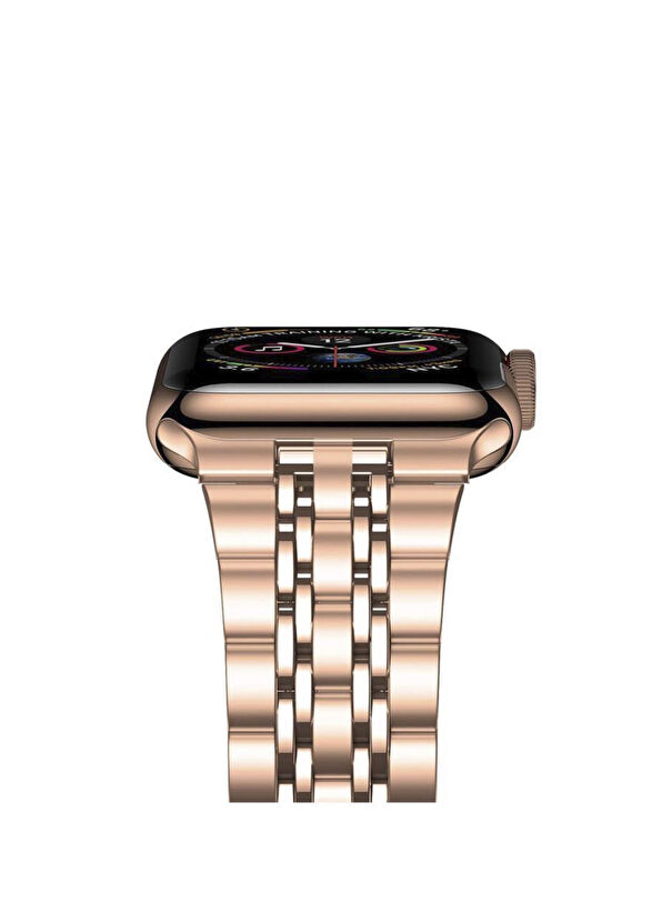 Bikordon Apple Watch Uyumlu 44/45/46/49 mm Beads Loop Rose Gold Çelik Kordon - 2