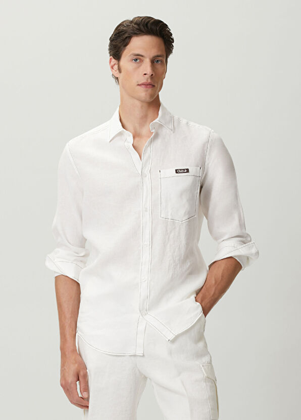 Beymen Club Kontrast Dikişli Comfort Fit Keten Gömlek - 2
