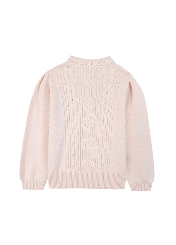 Tartine Et Chocolat Pink Hair Braid Motif Girl's Sweater - 2