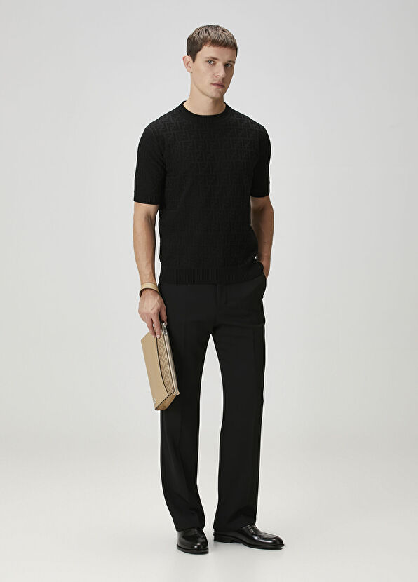 Fendi Black Logo Motif Short Sleeve Sweater - 2