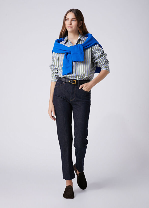 Beymen Club Green Blue Striped Hotfix Shirt - 3