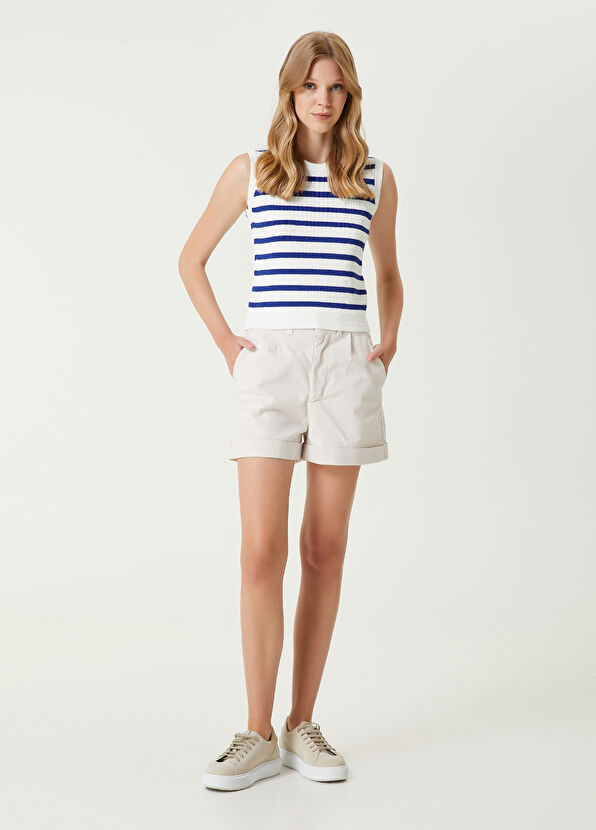 Beymen Club Blue White Striped Knit Tank Top - 2