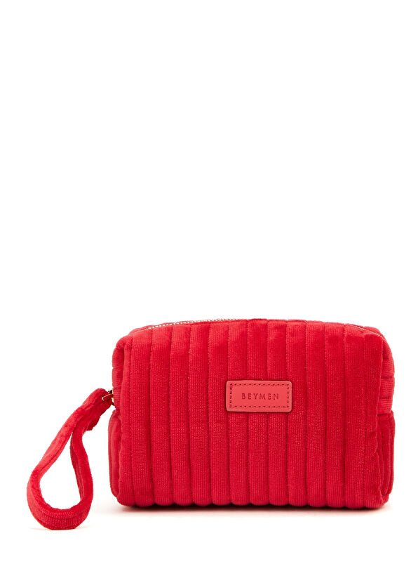 Beymen Hediye Mini Kırmızı Kadife Makyaj Çantası - 1