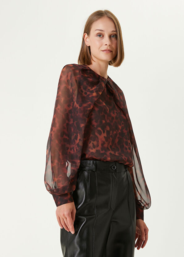Beymen Collection Kahverengi Burgu Detaylı Bluz - 4