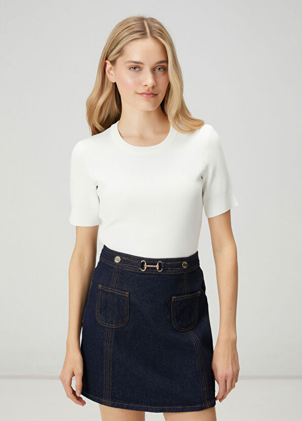 Beymen Club Kırık Beyaz Kısa Kol Kazak - 1