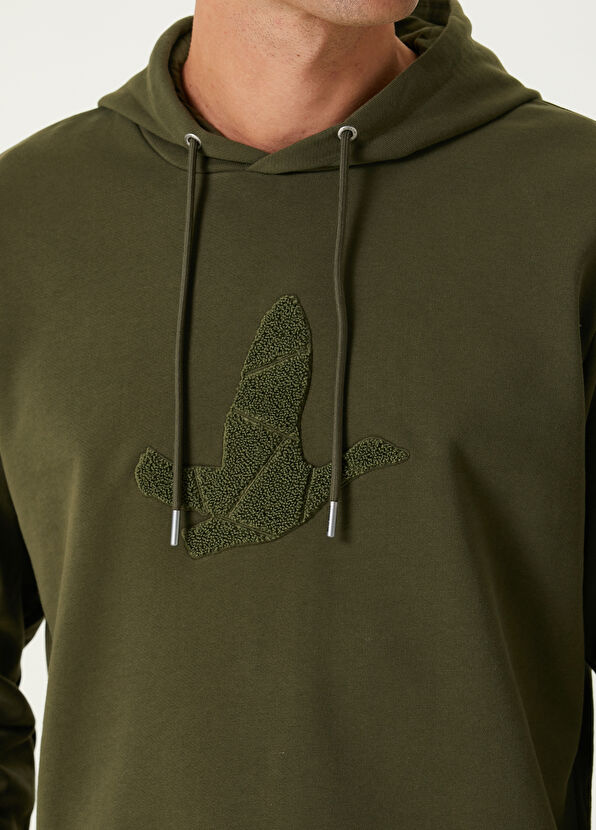 Beymen Club Khaki Hooded Goose Embroidered Sweatshirt - 4