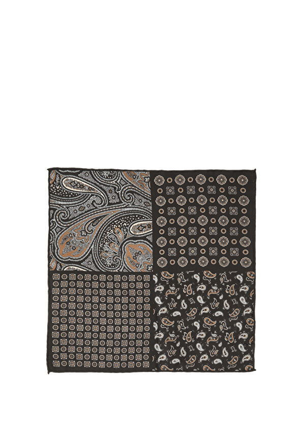 Beymen Club Black Patterned Silk Bag Handkerchief - 1