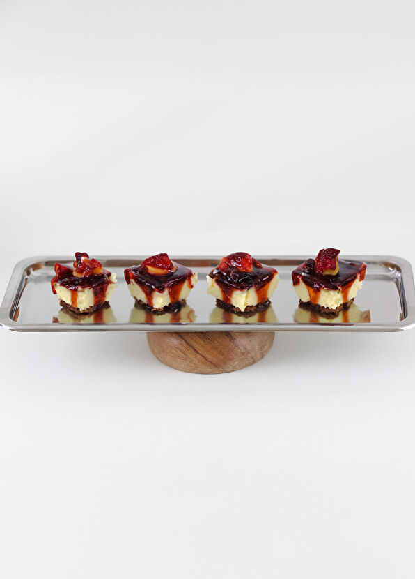 Beige and Stone Baton Metal Ahşap Ayaklı Dekoratif Pasta Kek Standı 33 cm - 2