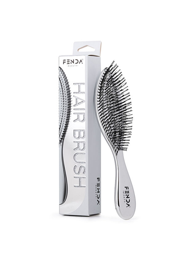 FENDA Profesyonel Chrome Silver 4 Pinli Dar Başlık Gümüş Saç Fırçası - 1