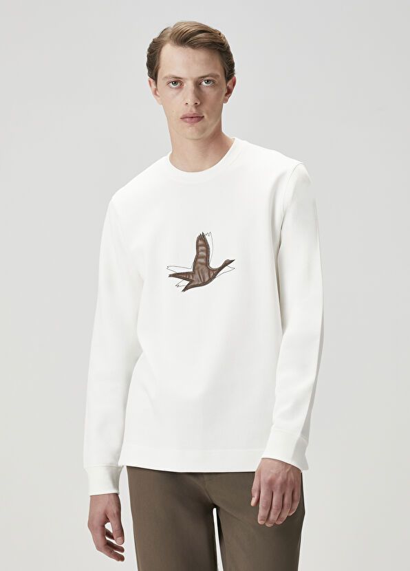 Beymen Club Off-White Logo Detail Long Sleeve T-Shirt - 1