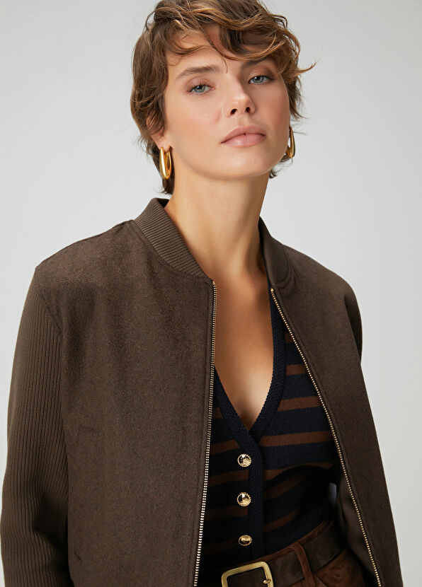 Beymen Club Brown Navy Blue Striped Wool Vest - 2