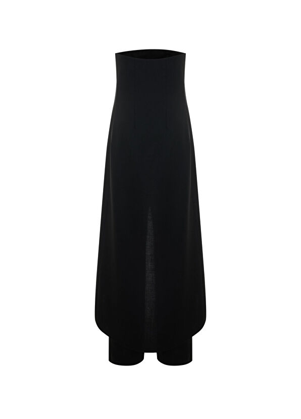 Rawe Heroine Jumpsuit Black Wool Cape Effect Strapless Women's Jumpsuit - 2