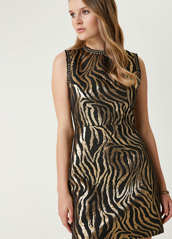 Beymen Club Black Gold Mini Brocade Dress - 3
