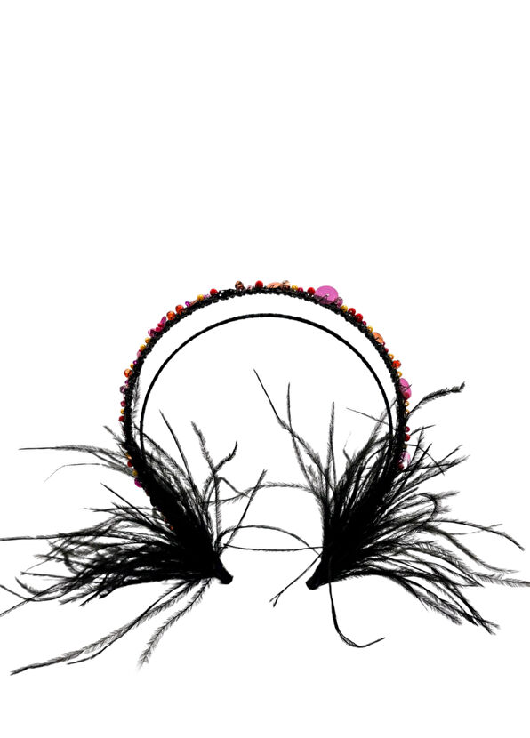 Eli Peacock Eliana Black Feather Girl Crown - 2
