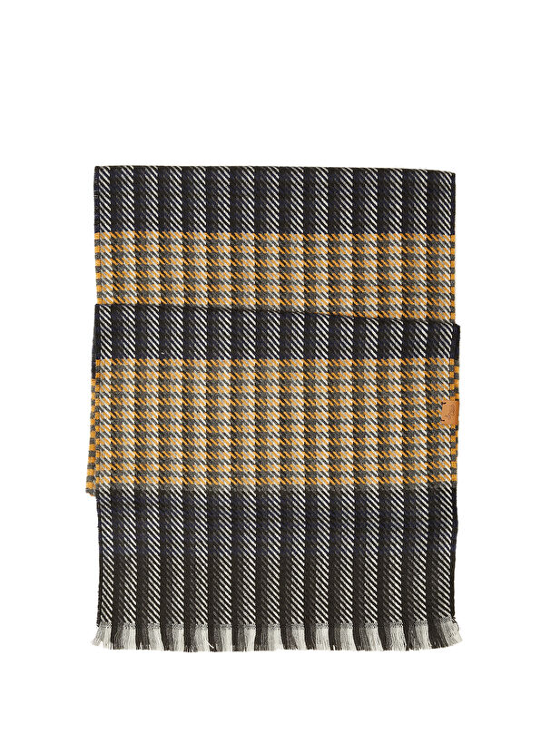 Beymen Club Lacivert Sarı Desenli Erkek Atkı - 1