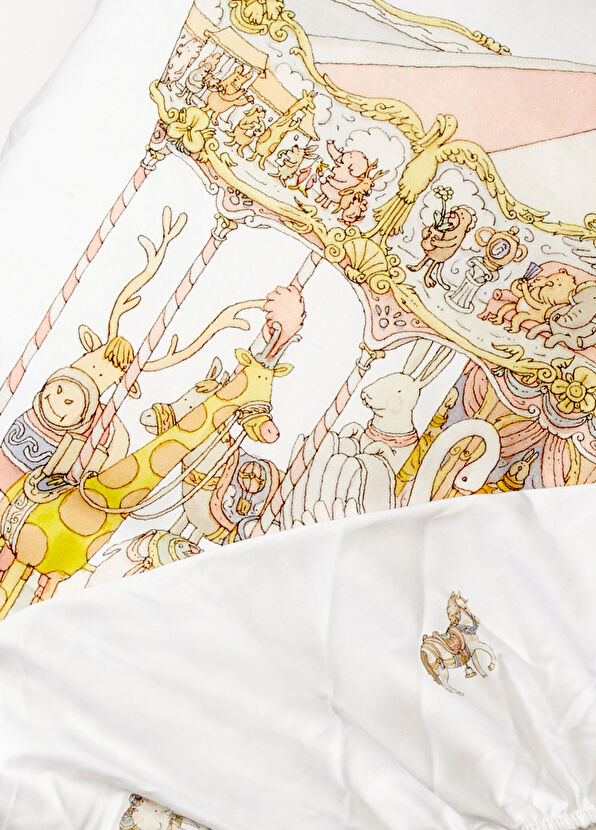 Atelier Choux Pembe Carousel Baskılı Saten Çarşaf - 2