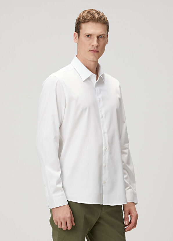 Custom Fit Beyaz Gömlek - Görsel 6
