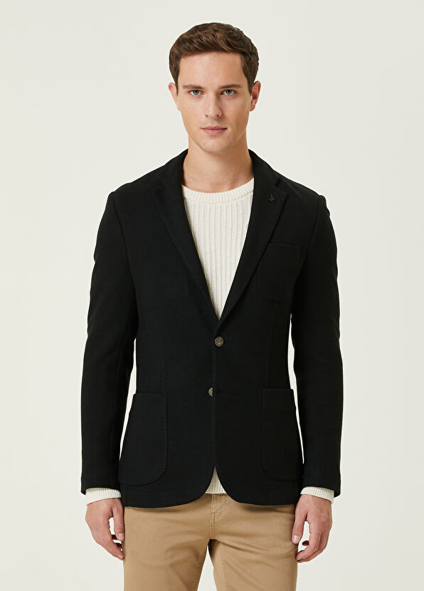 Beymen Club Siyah Dişli Dokulu Örme Blazer - 1