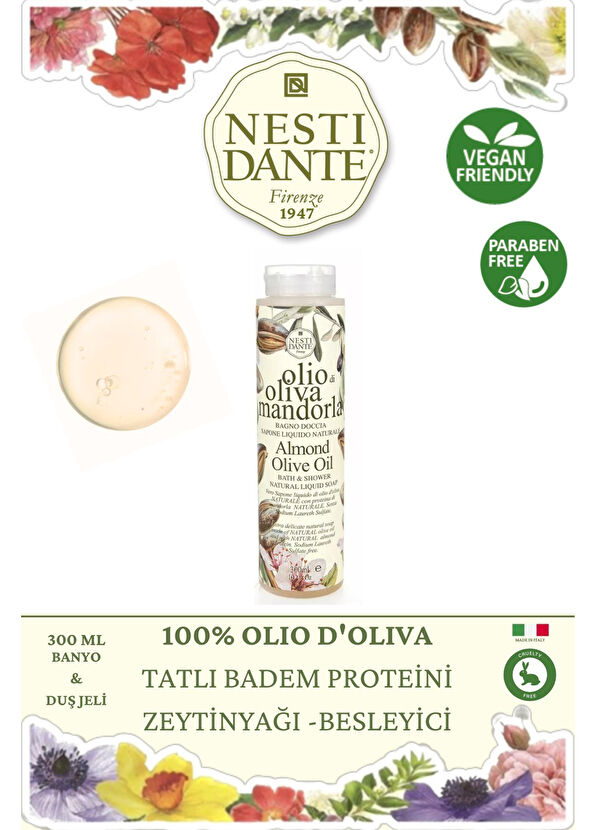 Nesti Dante Olio d'Oliva Badem ve Zeytinyağlı Arındırıcı Vegan Bakım Banyo ve Duş Jeli 300 ml - 3