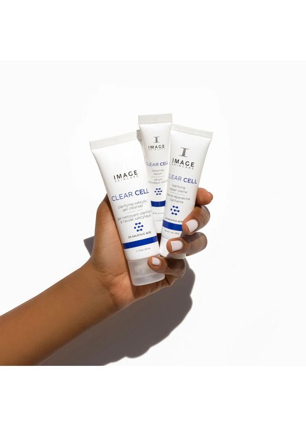 Image Skincare Clear Skin Solutions Clarifying Gel Cleanser + Restoring Serum & Clarifying Repair Crème Soothing Serum & Night Cream Skincare Set - 3