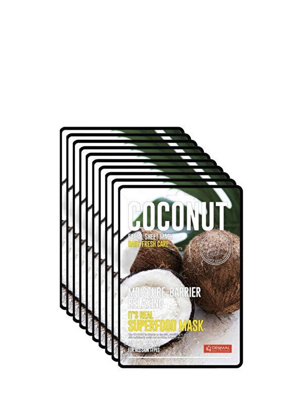 Dermal Coconut Rahatlatıcı ve Bariyer Güçlendirici Hindistan Cevizi Yüz Maskesi 10 x 25 gr - 1