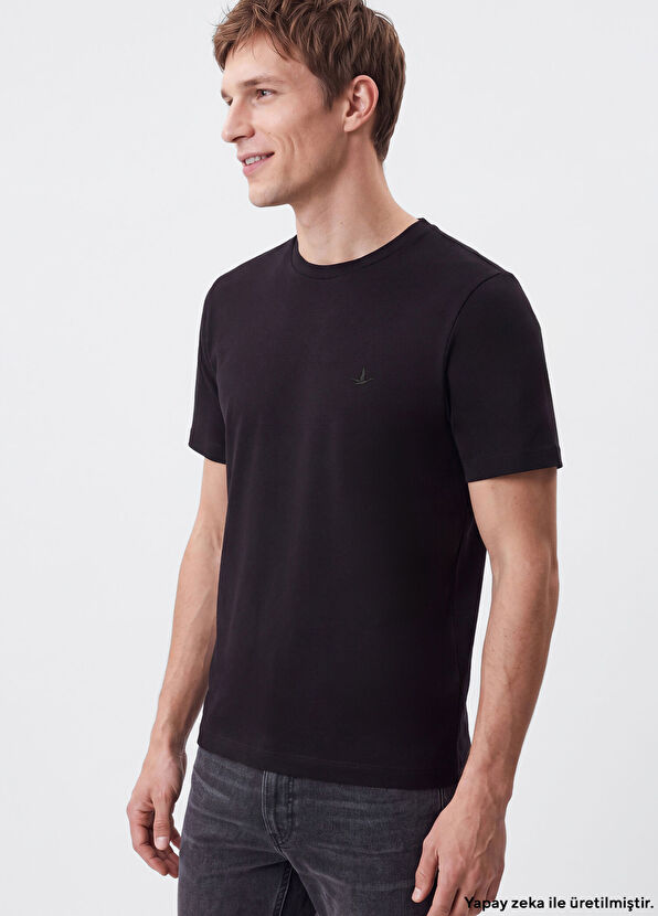 Beymen Club Relax Fit Black Mercerized T-Shirt - 1