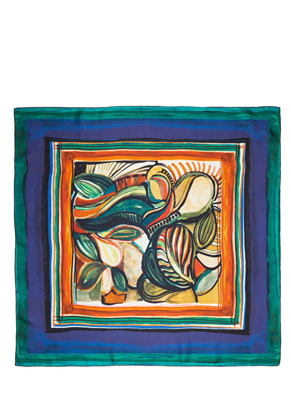 Beymen Club Çok Renkli Desenli İpek Eşarp - 1