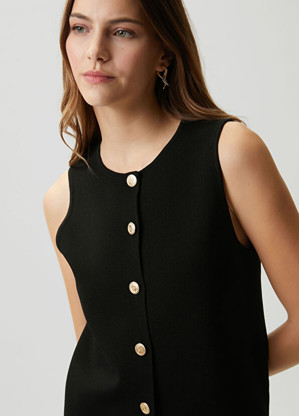 Beymen Club Black Sliced Knit Tank Top - 2