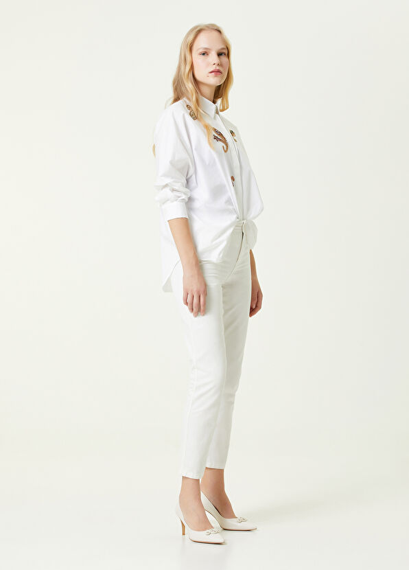 Beymen Club Beyaz Normal Bel Dar Paça Pantolon - 1