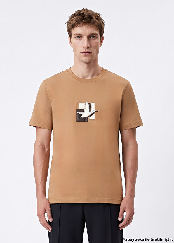 Beymen Club Relax Fit Siyah Deri Artwork Patchli T-shirt - 1