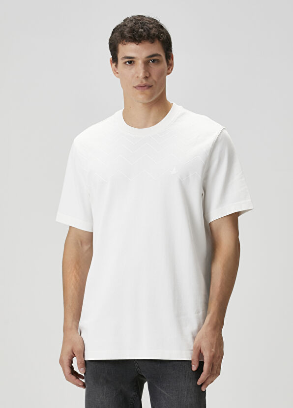 Beymen Club Relax Fit Beyaz Logo Nakışlı T-shirt - 1