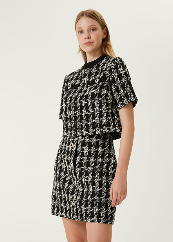 Beymen Club Black Crowbar Patterned Tweed Blouse - 1