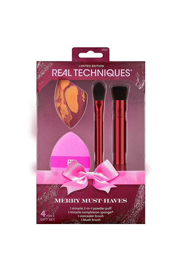 Real Techniques Merry Must Haves Plum 4-Piece Makeup Brush and Sponge Set - 2
