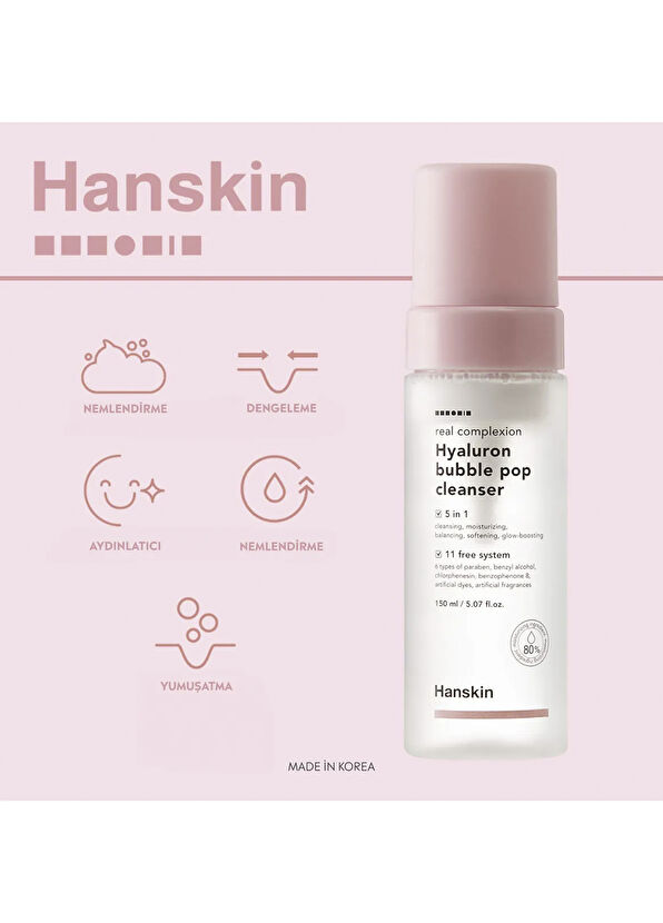 Hanskin Hyaluron Bubble Pop Cleanser Hyaluronik Asit Bazlı Yüz Temizleme Köpüğü 150 ml - 2