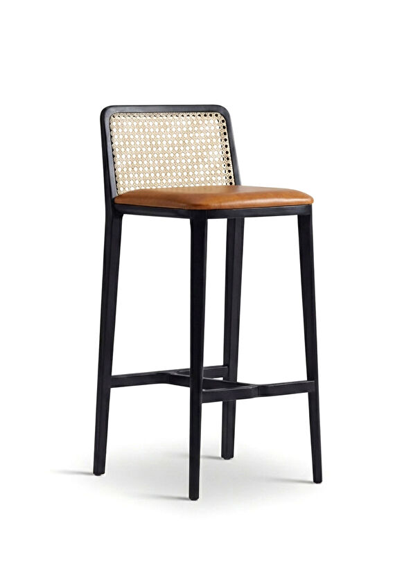 Solano Design Elia Hazeran Siyah Ahşap Bar Sandalyesi - 1